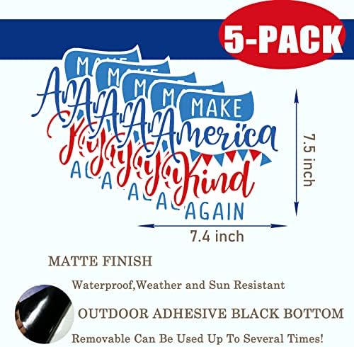 5 пакувања Направете Америка повторно kindубезна налепница за декорации 7,5 x 7,4 - подарок за отстранлив знак за лаптоп со камиони со камиони