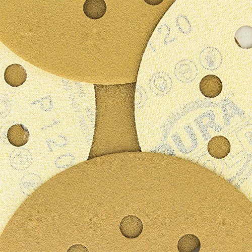 Дура-злато 120 решетки од 5 дискови со шкурка, 8 дупки и влошки за интерфејс со мека густина