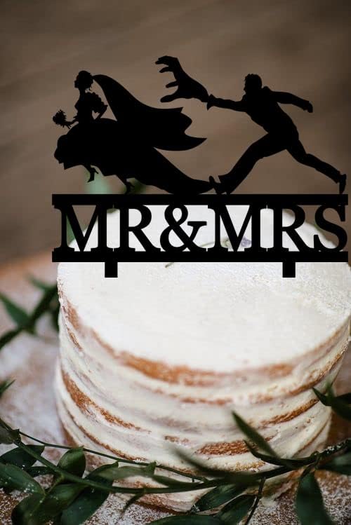 Смешна свадбена торта за торта - Разиграна младоженец бркајќи бегство невеста со преголема рака - Совршен за забавни убовници и хумористични