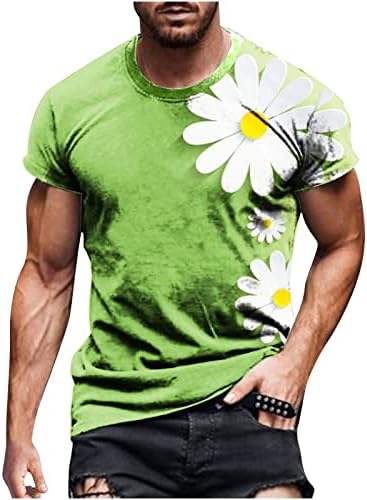 Летни врвови за машки графити печатени маица со краток ракав Шарен хипи маички екипаж на вратот на вратот Обични маички блузи