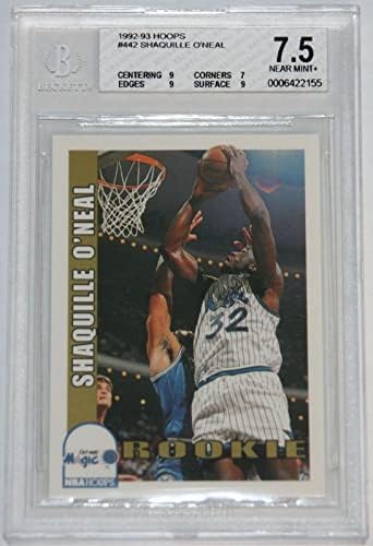 1992-93 НБА -обрачи 442 Шекил О'Нил РЦ оценет BGS 7,5 во близина на Mint+ Rookie Card - картички за дебитантска кошарка