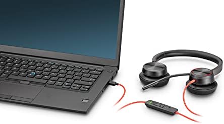 Poly Blackwire 8225 жични слушалки со Boom Mic - двојно уво - USB -C за да се поврзете со вашиот компјутер/Mac - работи со тимови,