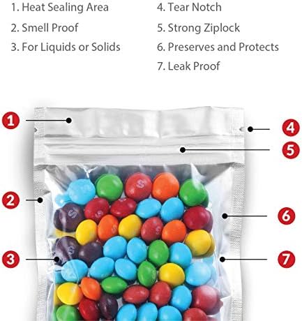 Милар Кеси со Ziplock 4 x 6 | 100 Кеси | Запечатување Топлинска Заптивка Кеси За Бонбони И Пакување На Храна, Лекови И Витамини | Пластични