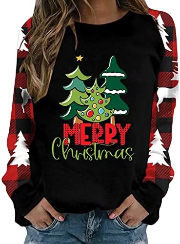 Akollsppnsy женски плус големина џемпери на големина Среќни Божиќни лажички кошули на вратот топли преголеми деловни обични врвови за жени