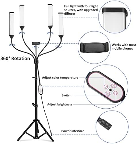 LMMDDP Прстенесто Светло со Далечински Управувач И Држач ЗА Мобилен Телефон 30w Светло За Полнење на раката За Видеа За Шминкање Во Живо