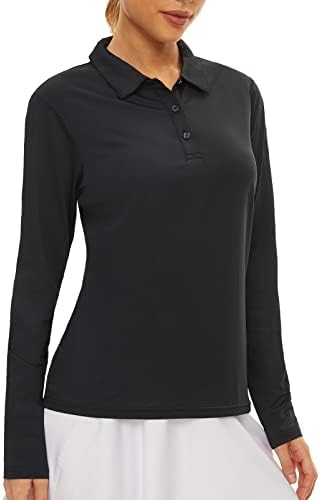 Женска голф кошула со долга ракав Поло кошула UPF50+ Сонце заштита Влага бргу сув голф Поло кошула