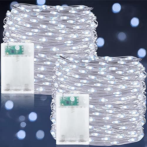 Турнмеон [2 пакет и тајмер] Вкупно 240 LED 80 FT Fairy String Lights бакарна жица батерија оперирана жица светла украси на отворено затворено