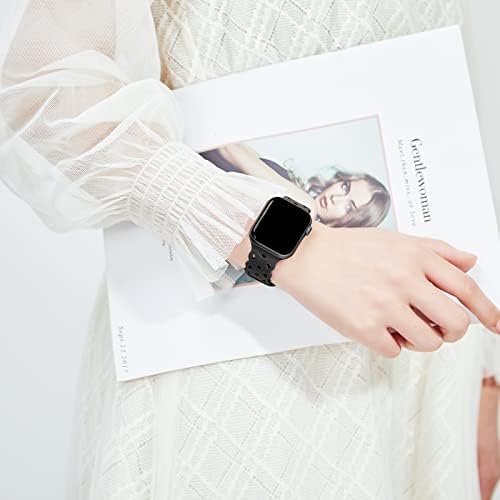 Butifacion чипка силиконски опсег компатибилен со Apple Watch Band 38mm 40мм 41мм жени, испуштени зглобови за замена на ленти за дишење
