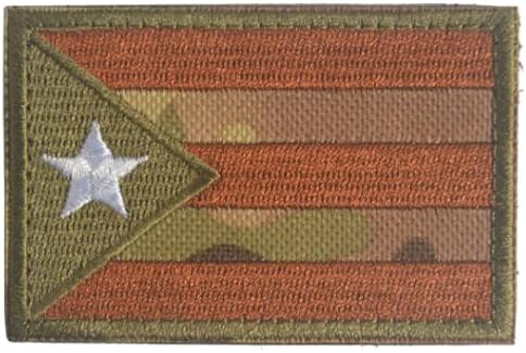 Порто Рико знаме тактички амбрант извезени закрпи за закрпи за морални тактики воена везење кука и јамка на задниот дел на задниот