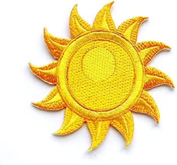 Tyga_thai th Деликатно слатко слатко сонце, лого на сонце, цртан филм DIY лого, шива железо на везена апликација знак знак за лепенка облека, жолта, мала