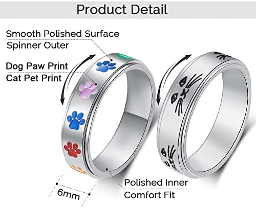 Amorartsky Spinner Ring For Failsience Relief Fidget: loversубители на кученца миленичиња, печатено прстен за прстен за анксиозност за