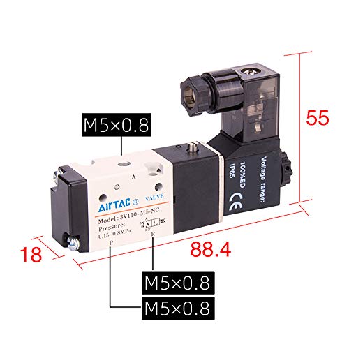 Волјај Пневматски Електромагнетниот Воздушен Вентил 3В110-06 ДЦ 24В ПТ 1/8 2 Позиција 3 Начин Нормално Затворени