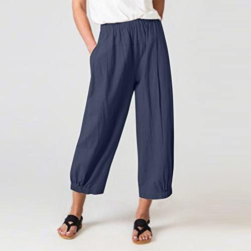 Женска удобна облека мода плажа обична висока половината лабава широка нога цврста боја панталони права панталони