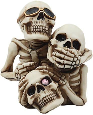 Еброс види Слушајте како не зборуваат зло, наредени комични скелети држач за статуи Ден на мртвата фигура на черепот Три мудри
