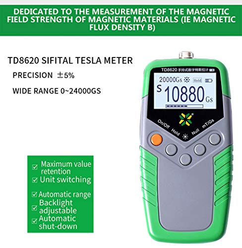 TD8620 постојан магнет гаус метар рачен дигитален мерач на мерач на мерач на магнетски мерач на површински магнетно поле тест 5% точност