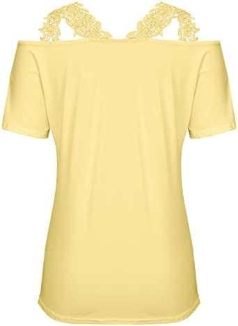 Мода лето лето-маица со маица обични едноставни врвови на ладно рамо со кратки ракави блузи, обични редовни врвни врвни врвни врски