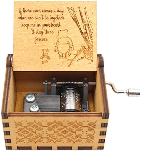 Дрвена музичка кутија Укебобо - Пух велејќи музичка кутија, подарок за пријател, братучеди, бфф, новогодишни подароци, 1 сет