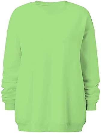 Минзии женски 2022 година есенски маички за есенско топло руно пријатно врвови, обична лабава преголема цврста боја, долга ракав
