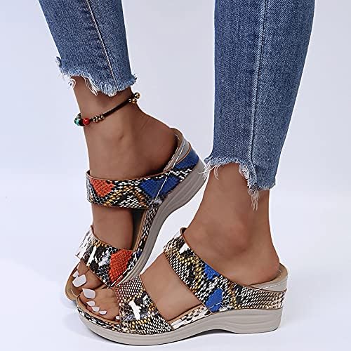 Jquebgu сандали жени облечени летни жени сандали лак поддржуваат лизгаат на папучи платформата ортотични чевли за прошетки со