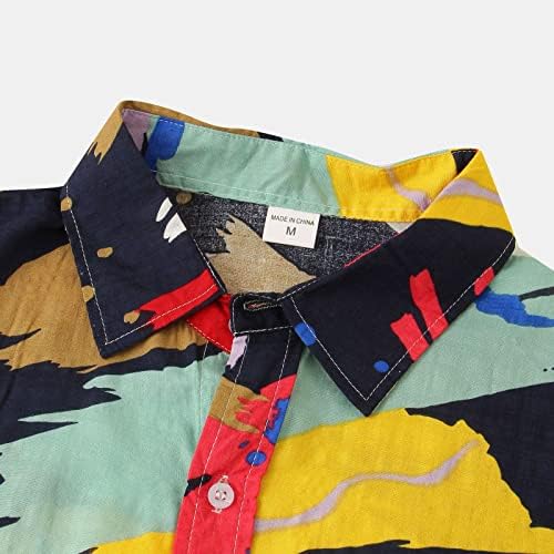 Менс графички кошули со кратки ракави копче надолу со кошула Брза сув лапел мека удобност западни кошули за мажи