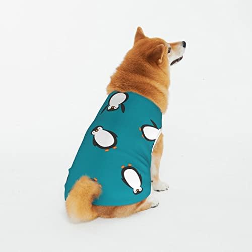 Памучни кошули со миленичиња смешно-пинги-пингвини-сини костуми за кутре кучиња мачка пижами меки кучиња