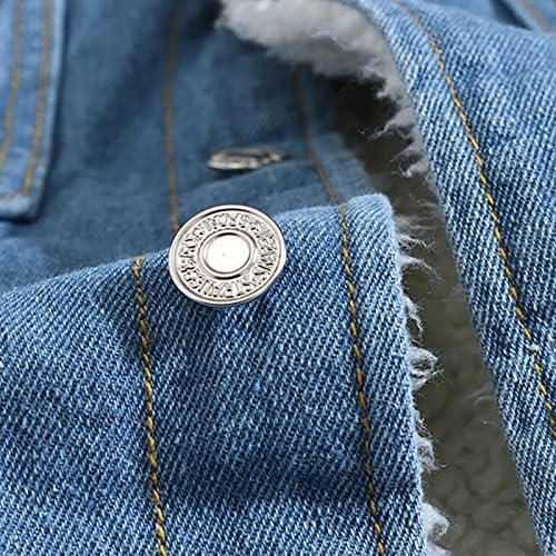 Јакни за мажи за мажи есенски зимски џеб копче трепкаат тексас мода лабави врвови јакни со палто