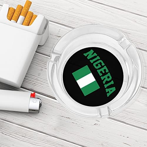 Нигерија знаме стакло од пепелници за цигари ветроупорен ѓубре може да печати фенси фиоки за пепел за домашна канцеларија во хотел