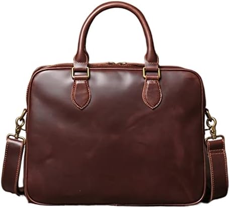 Торби оригинална кожа гроздобер човек чанта чанта чанта мажи рамо кукавици торби кафеава работа со 16 инчи лаптоп торба