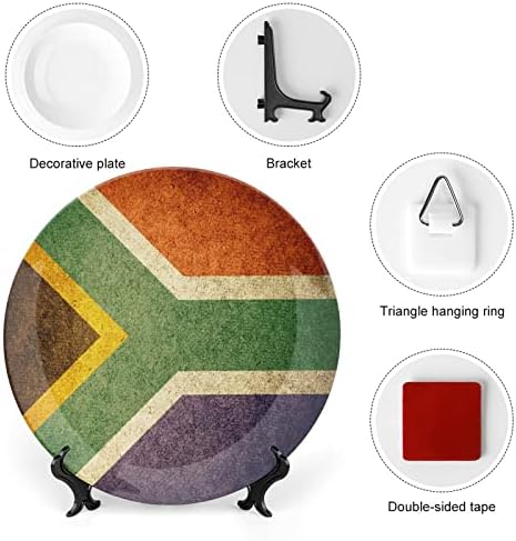 Гроздобер Јужна Африка Знаме Коска Кина Декоративна Плоча Тркалезни Керамички Плочи Занает Со Штанд За Прикажување За Декор За Вечера