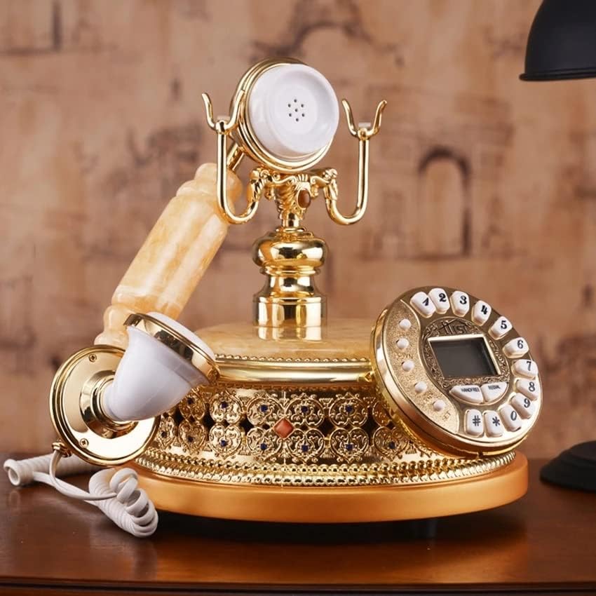 Телефонски телефон за антички фиксни телефони Mmllzel со Rhinestones, ID на повик DTMF/FSK, 16 мелодии, прилагодлива осветленост