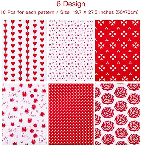 Биобранова Хартија За Завиткување Подароци За Денот На Вљубените - 60 Листови - Црвена И Бела Дизајнерска Хартија За Торби За