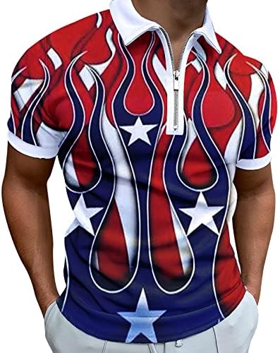 2023 година Нова машка американска знаме Патриотска кошула за мажи 4 -ти јули мускули ги исклучуваат кошулите со јака, тенок вклопувачки