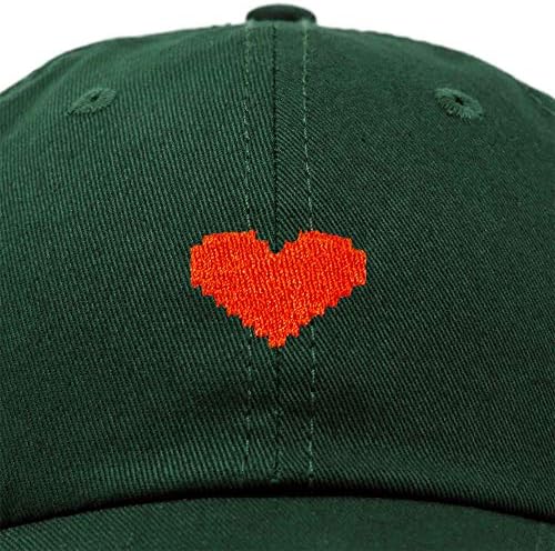 Dalix Pixel Heart Hat Hastенски тато, памучни капачиња од памук, везени в Valentубени