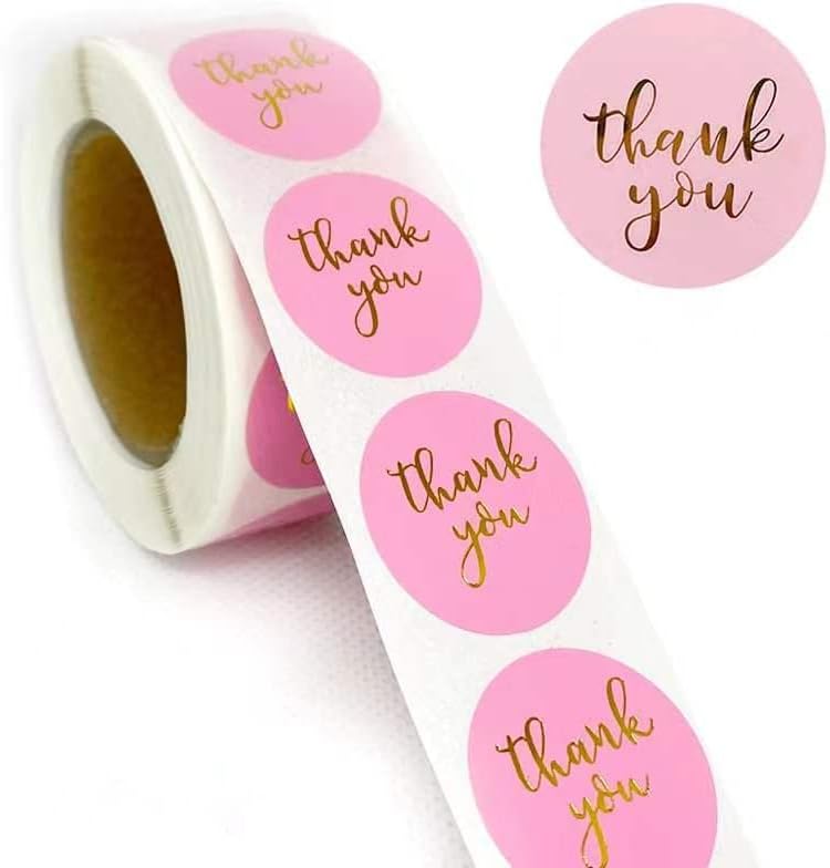 Ви благодариме Налепници Розова Фолија ви Благодариме За Поддршката На Моите Налепници За Мали Бизниси Честитки Букети Со Цвеќиња Самолепливи