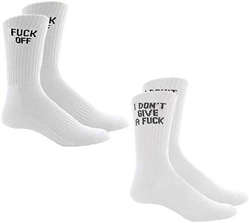 Комидокс 2 пара Модни Мажи Жени Обични спортски чорапи со англиски букви OFFАМ НАДВОР&засилувач;ЈАС НЕ ДАДЕUCKАМ, Бела, Просечната