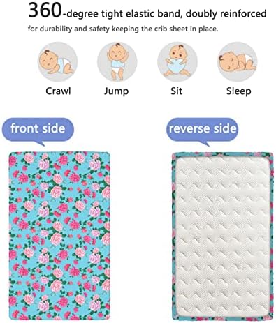 Гроздобер розово тематски опремени мини чаршафи, преносни мини креветчиња за креветчиња за деца, душеци за душеци-подготвени