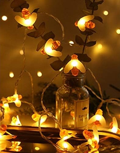 Merdeco Honeybee Fairy String Lights, приклучување на жици светла 16ft 50 LED топли бели светла за забава/роденден/свадба/Божиќна затворена
