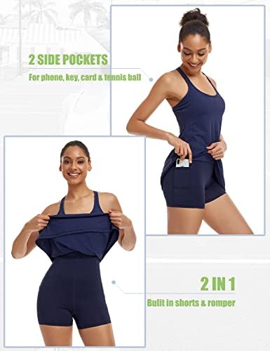 Jetblaze женски атлетски тениски фустан со градник и шорцеви фустан за вежбање за фустан за вежбање за голф спортска облека