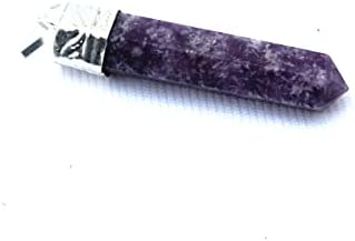 Jet Energized Lepidolite Point Facetired Pendant Pendant Free Crystal Therapy Purfification Desires Weerness Vastu Image е само референца