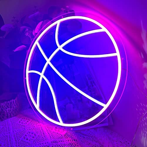 Неонски знак на кошарка Прутен, LED неонски светло -светлосни светла USB кошарка неонски знаци за спална соба, детска соба,