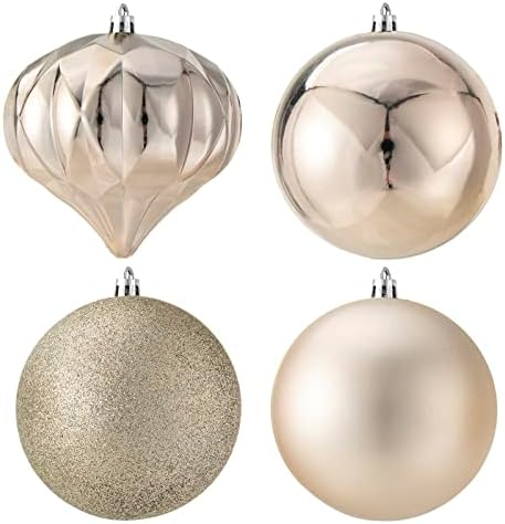 Blivalley 4 Божиќни украси за божици 4 парчиња избришани божиќни украси Големи висечки топки за Божиќно дрво, шампањ