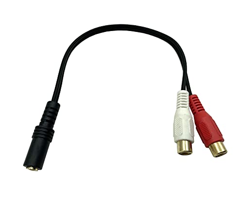 Кабел од 3,5 мм до RCA y, дафенсој злато-позлатен 3,5 мм стерео аудио женски до 2 RCA женски аудио y сплитер конектор адаптер кабел, 10 инчи