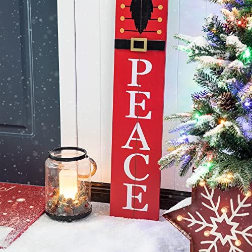 Глицом дрвена висечка вертикална оревчерка за добредојде за Божиќна декорација на влезната врата, 42 ч, разнобојно