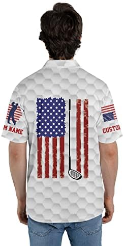 Персонализирана смешна голф Поло кошула за мажи горда голф американско знаме поло маица, 3Д машки голф поло, машки голф кошули