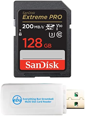 Sandisk Extreme Pro 128gb Sdxc Картичка За Canon Камера Компатибилен СО EOS M50 MARK II, Eos Ra Класа 10 UHS-1 Пакет Со Сѐ, Но Stromboli