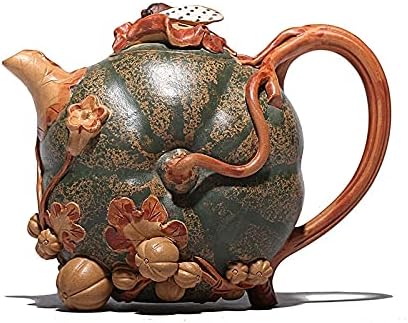 HD729 тиква виолетова глинена чајник, чајници со сурови руда, рачно изработен тенџере автентичен чај, автор на славен, 390ml, миризливи чајници
