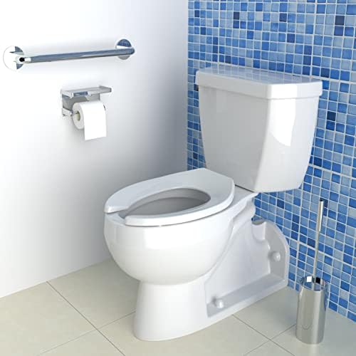 Комерцијално тешки отворено предно тоа тоалетно седиште без покритие, задепен материјал, никогаш не се олабавуваат, издолжени, бели, 6 пакувања