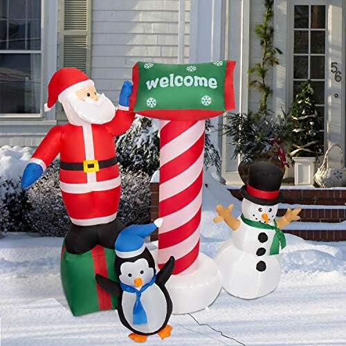 5.2 БИЗНЕДНА Божиќна клаузула за надувување Дедо Мраз снежен човек пингвин воздух разнесена на отворено декор