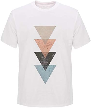 Маички врвови за жени графички геометриски геометриски женски модни рунда за печатење женска лабава маица плус големина т
