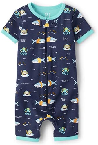 Краток ракав на детското место за момчиња и дете памук памук со едно парче пижама